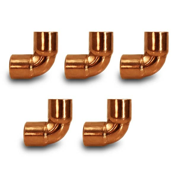 PLUMBFLEX 3/8 in. Copper C x C Short Radius 90-Degree Elbow Fitting with 2-Solder Cups (5-Pack)