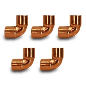 1 in. Copper C x C Short Radius 90° Elbow Fitting with 2 Solder Cups (5-Pack)