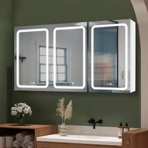 60 in. W x 30 in. H Rectangular Aluminum Double Door Lighted Surface Mount Medicine Cabinet with Mirror,Defogging,Dimmer