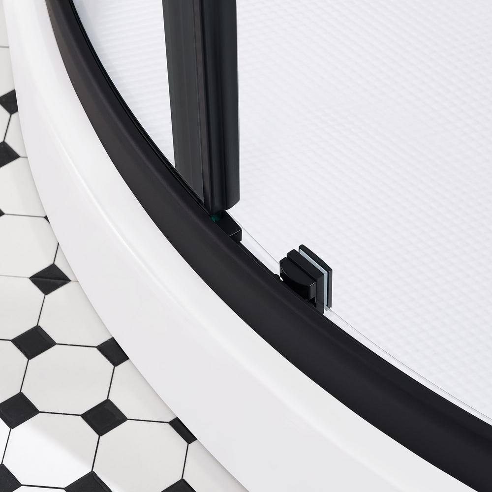 Breeze 35" Black Curved Corner Shower Kit with Clear Glass