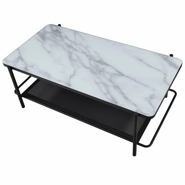 Sable Black Marble Rectangle Bench