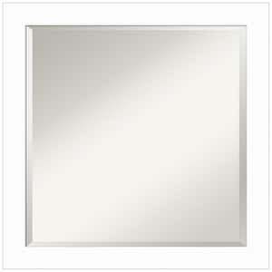 Basic White Narrow 23.5 in. x 23.5 in. Beveled Casual Square Wood Framed Bathroom Wall Mirror in White