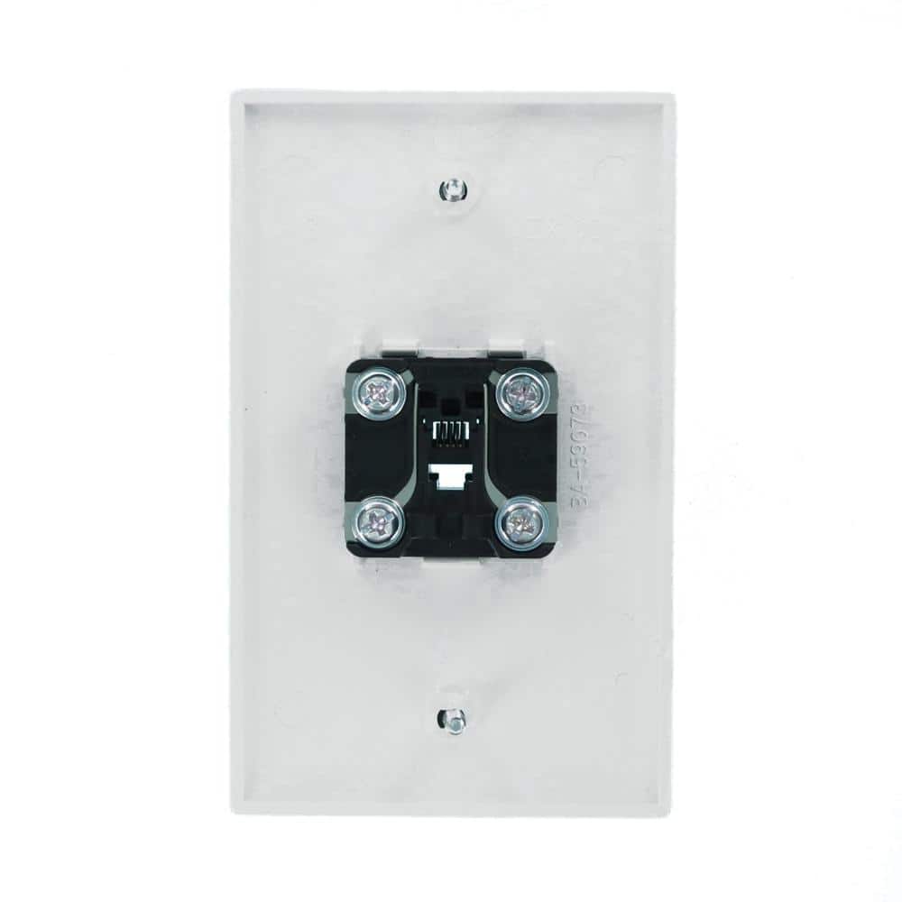 White Standard Telephone Wall Jack with Screw Terminals