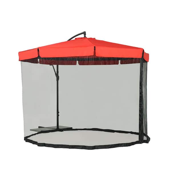 Sunjoy Offset Netted 9.8 ft. Steel Cantilever Patio Umbrella in Red
