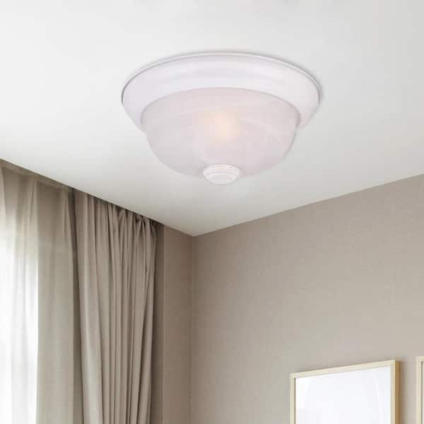Reedley 13.25 in. Traditional White Medium-Base (E26) Bulb Flush Mount for Kitchens