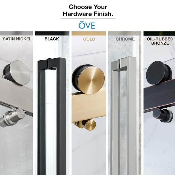 OVE Decors Bel Soft Close 48 in. W x 78.75 in. H Alcove Sliding Frameless Shower Door in Satin Nickel