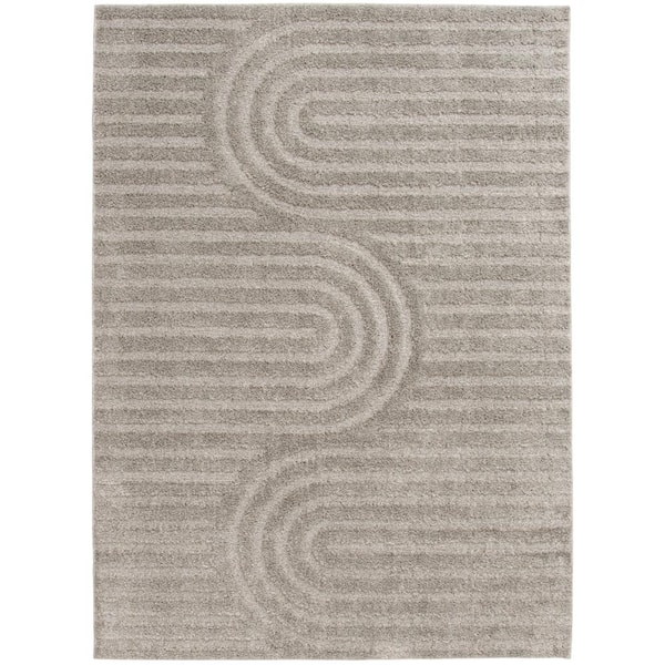 Oathil Light Frost Gray 8 ft. x 10 ft. Geometric Area Rug
