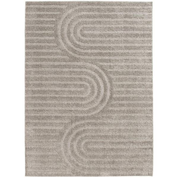 Oathil Light Frost Gray 9 ft. x 12 ft. Geometric Area Rug