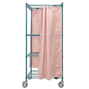 18 x 36 x 80 Single Curtain Mobile Privacy Storage Wire Shelving Cart