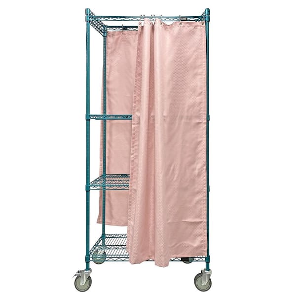 QUANTUM STORAGE SYSTEMS 18 x 36 x 80 Single Curtain Mobile Privacy Storage Wire Shelving Cart