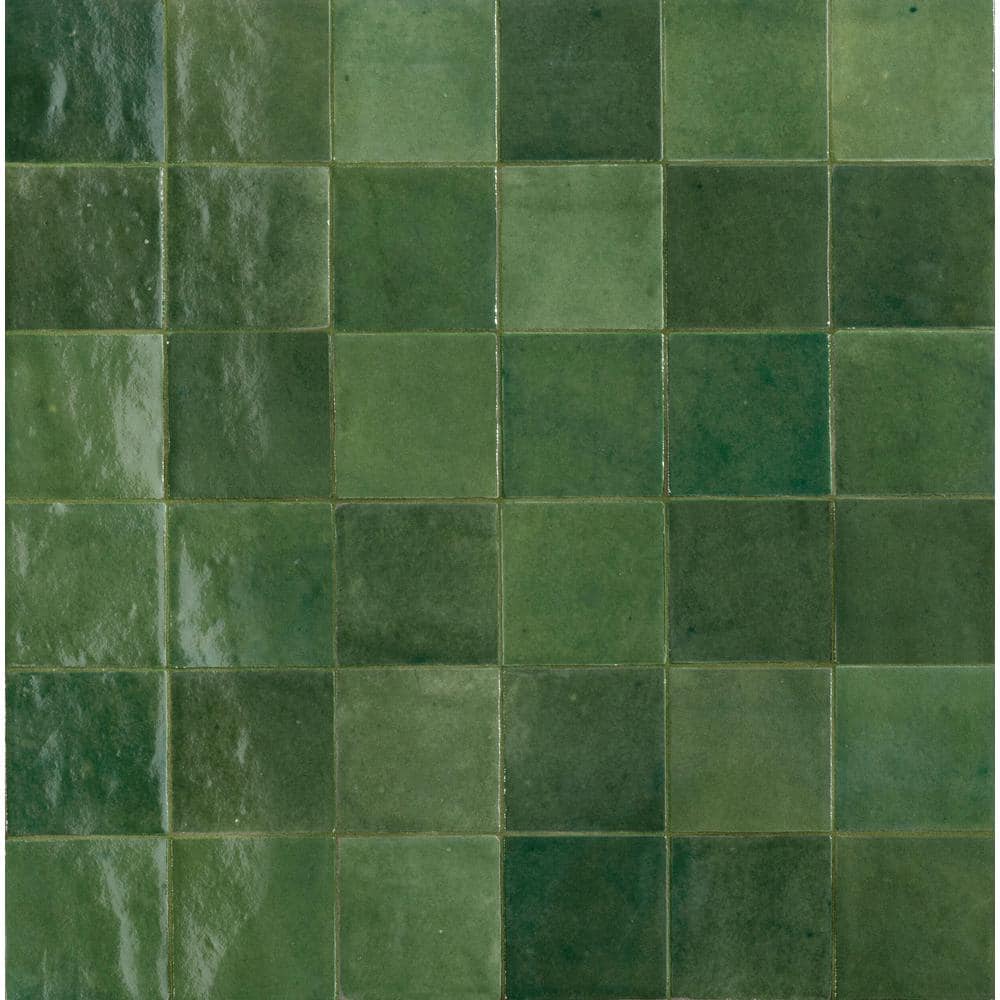 Poster Shiny seamless green tiles texture 