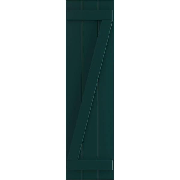 Ekena Millwork 16-1/8 in. x 59 in. True Fit PVC 3-Board Joined Board and Batten Shutters with Z-Bar Pair in Thermal Green