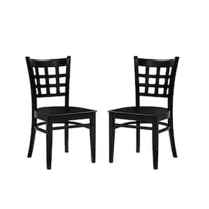 Olympia Black Dining Chair Solid Wood Seat (2-Pack)