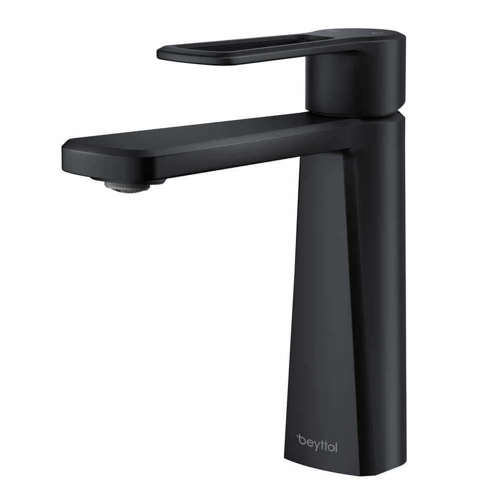 Single-Handle Single-Hole Mid Arc Bathroom Faucet with Supply Lines in Spot