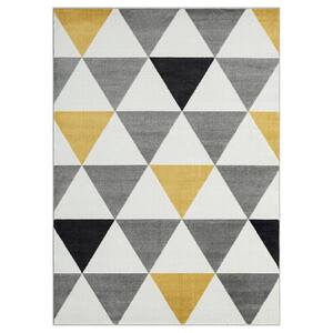 Breeze Yellow 3 ft. x 5 ft. Contemporary Modern Triangles Polypropylene Area Rug