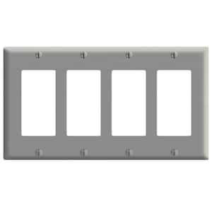Gray 4-Gang Decorator/Rocker Wall Plate (1-Pack)
