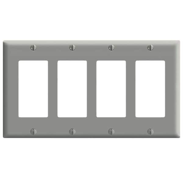 Leviton Gray 4-Gang Decorator/Rocker Wall Plate (1-Pack)