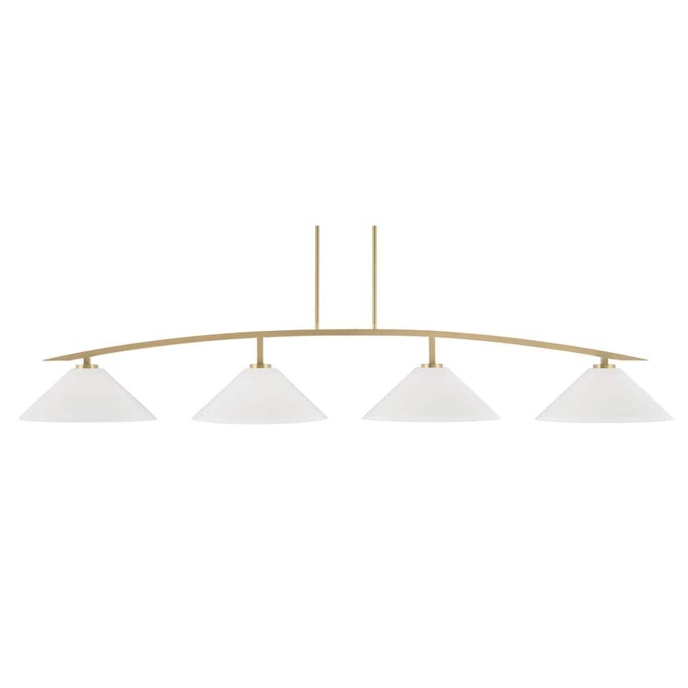 Siena 4-Light New Age Brass Billiard Light with 16 in. White Marble Glass S