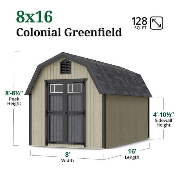Little Cottage Co. Colonial Greenfield 8 ft. x 16 ft. Outdoor Wood