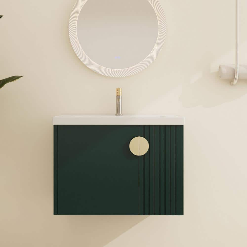 27.8 in. W x 18.5 in. D x 20.7 in. H Wall-Mounted Bath Vanity in Green with