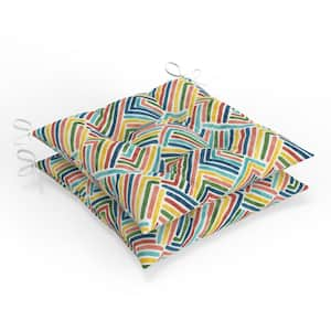 Geometric 19 in W x 5 in H Square Outdoor Tufted Wicker Chair Pad Cushion with Ties 2-Count in Estie Multi