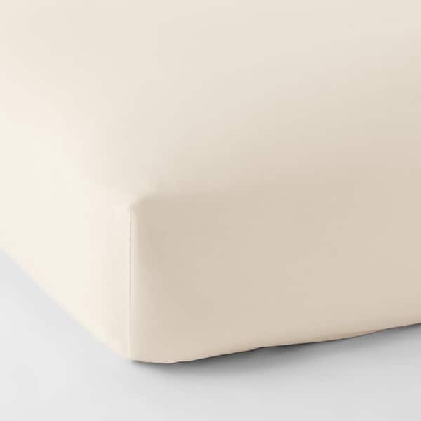 The Company Store Legends Cream Solid 800-Thread Count Egyptian Cotton Sateen King Fitted Sheet