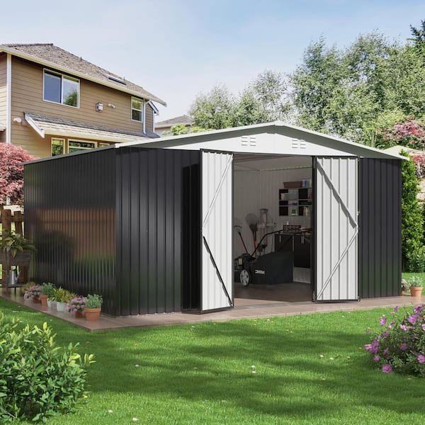 VIWAT 14 ft. W x 12 ft. D Metal Storage Shed with Lockable Doors