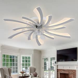 30 in. Smart Indoor White Low Profile Standard Ceiling Fan with Bright White Integrated LED
