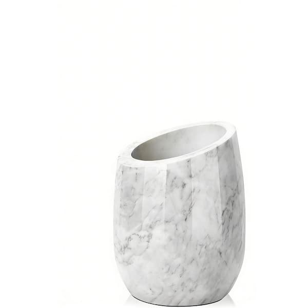 0.8 qt. 1-Bottle White Marble Wine Chiller Premium Marble Wine Chiller Bucket, Wine and Champagne Cooler