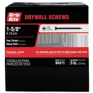 #6 x 1-5/8 in. #2 Phillips Bugle Head Fine Thread Drywall Screws 5 lb. Box