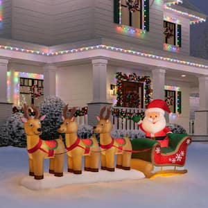 12 ft. W Giant-Sized LED Santa's Sleigh Scene Christmas Airblown® Inflatable