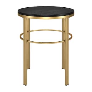 Gaia 20 in. Brass Finish and Black Grain Round MDF Top End Table