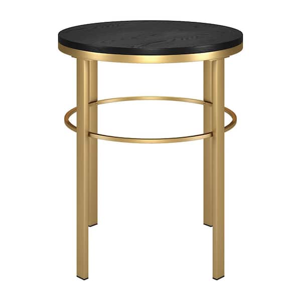 Meyer&Cross Gaia 20 in. Brass Finish and Black Grain Round MDF Top End Table