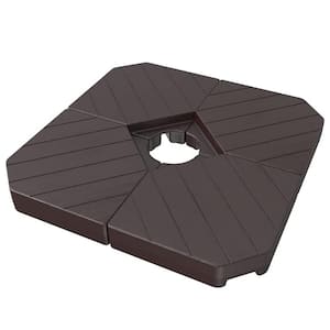 4 Pieces 340 lbs. HDPE Patio Umbrella Base Cantilever Umbrella Base for M Series with Water, Sand Filled in Dark Brown