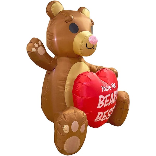 JOYIN 6 ft. Tall Brown & Red Nylon Indoor Outdoor Teddy Bear with
