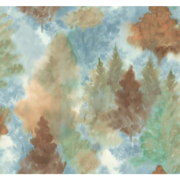 Seabrook Designs Soft Landscape Forest Metallic Copper, Sky Blue, and Olive Green Paper Strippable Roll (Covers 60.75 sq. ft.)
