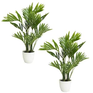 2-Pack 24 in. Artificial Palm Tree in a Small White Planter