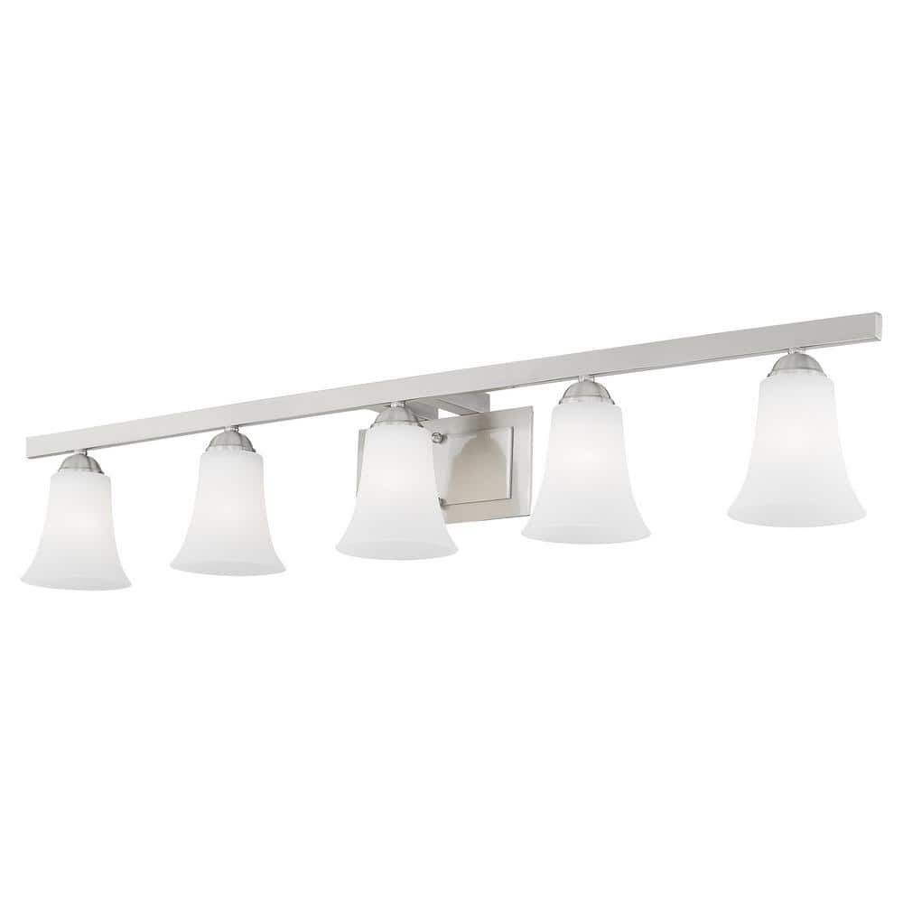 Ridgedale Brushed Nickel 5-Light Vanity with Satin Opal White Glass