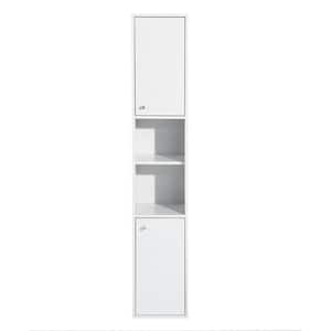11.9 in. W x 11.9 in. D x 63 in. H White Bathroom Storage Cabinet with 6-Shelves and 2-Doors