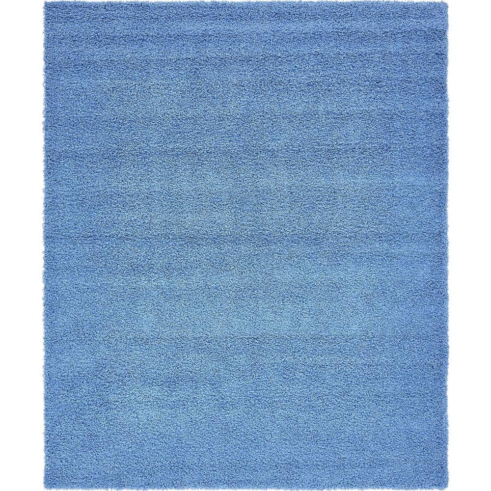Unique Loom Solid Shag Periwinkle Blue 8 ft. x 10 ft. Area Rug 3136673