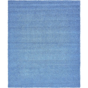Solid Shag Periwinkle Blue 8 ft. x 10 ft. Area Rug