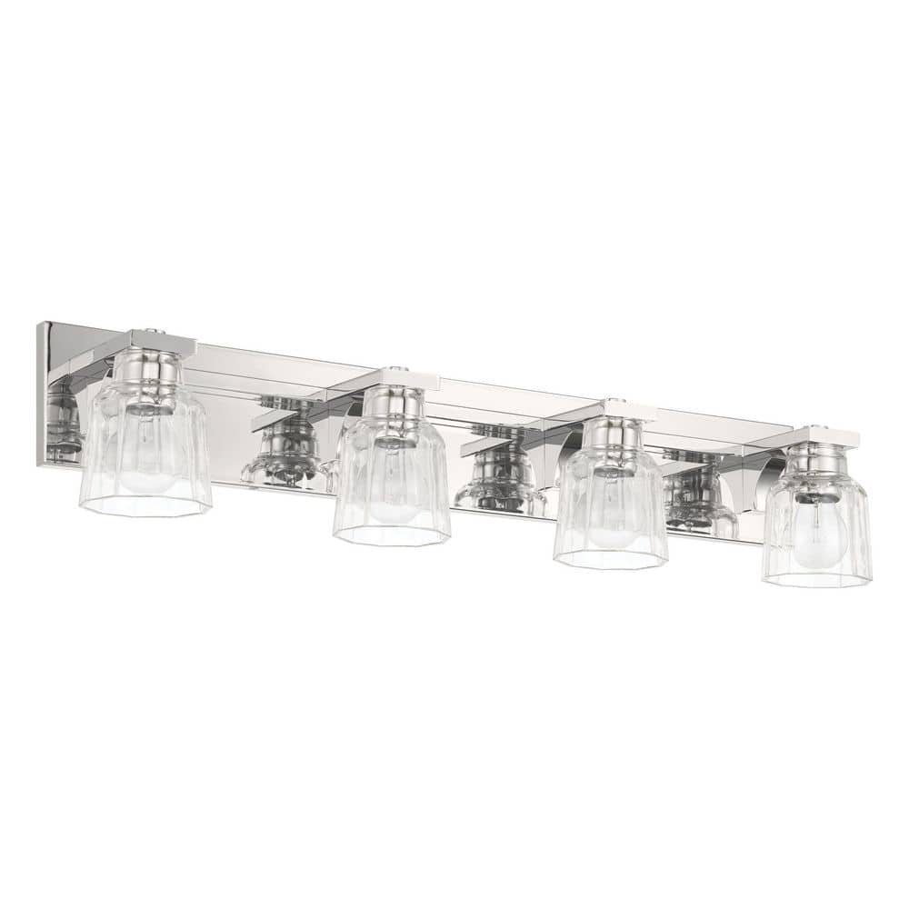 Dryden 32-in. 4-light Polished Nickel Vanity Light with Clear Ribbed Glass Shades price history on PriceWatchPro