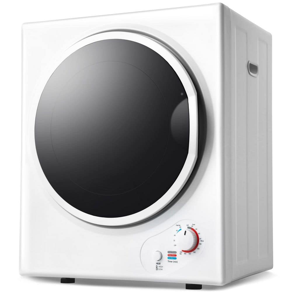 1.5 cu. ft. Front Load Smart Electric Portable Clothes Electric Dryer with Easy Knob Control in White