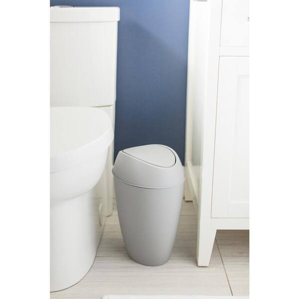 Twirla 2.4 Gallon Trash Can with Swing Top Lid DURABLE AND EASY TO MAINTAIN Gray 
