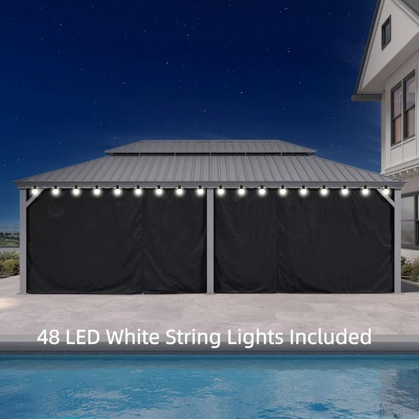 PURPLE LEAF 14 ft.x 24 ft.Light Gray Luxury Patio Outdoor Gazebo