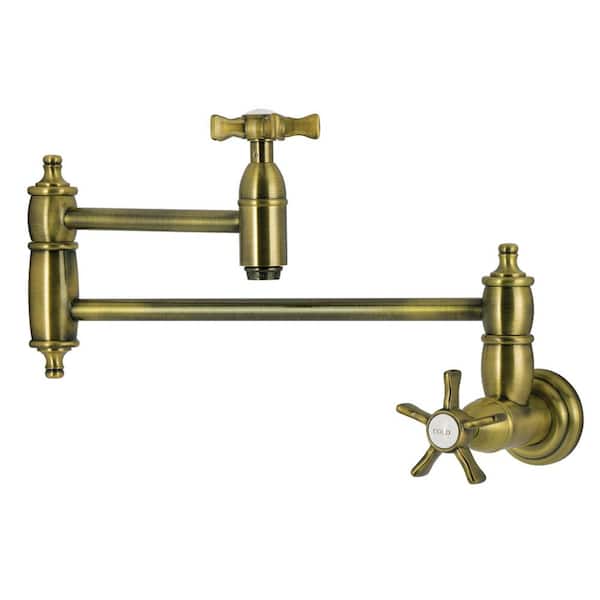 Hamilton Wall Mount Pot Filler Faucet in Antique Brass