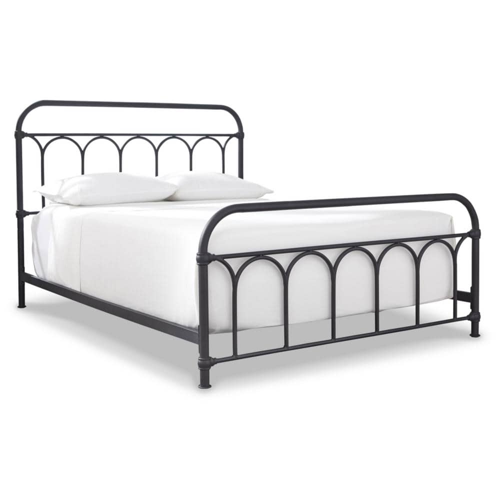 Charmfield Matte Black Queen Metal Bed with Headboard