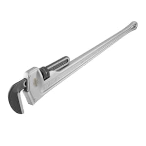 48 in. Aluminum Straight Pipe Wrench for Plumbing, Sturdy Plumbing Pipe Tool with Self Cleaning Threads and Hook Jaws