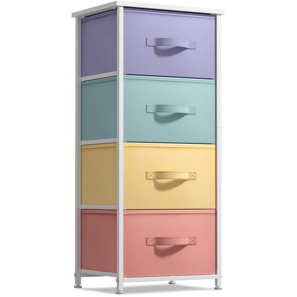 Multi Coloured Drawer Stack Sorbus Drawer Multi-Colored Pastel Dresser Steel Frame Wood Top Easy ...