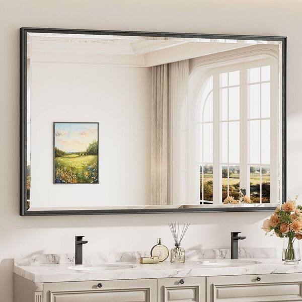 KeonJinn 55 in. W x 36 in. H Framed Rectangular Black Mirrors for ...